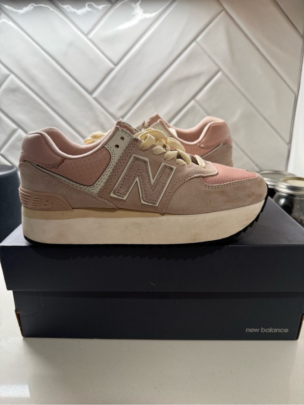 New Balance Women’s Blush Pink Platform Sneaker